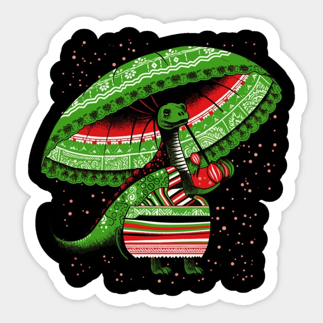 Vintage Mexican Folk Art Dinosaur Illustration - Colorful and Unique Design Sticker by TeeTrendz